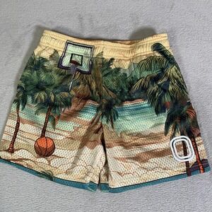 Overtime Paradise Palm Mesh Basketball Shorts Youth XL Multicolor Beach Athletic